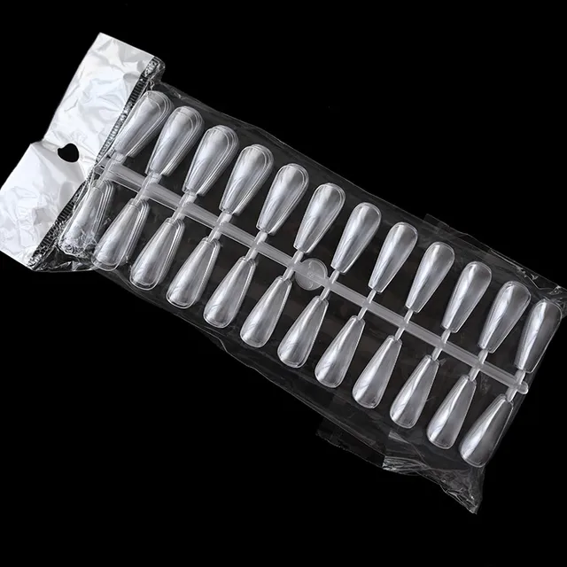 240PCS Nail Display Tips, Clear Fake Acrylic Nail Tips for Practice Foldable Flat-Back Pointed False Nail Art Display,Y7676-6778 Clear Coffin