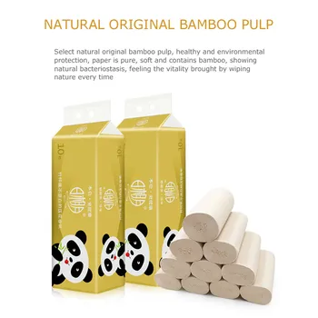

10pc Toilet Paper Rolls Pack Replacement Roll Paper 3 Layer Coreless Skin-friendly Thickenhome Thickened Table Toliet Paper