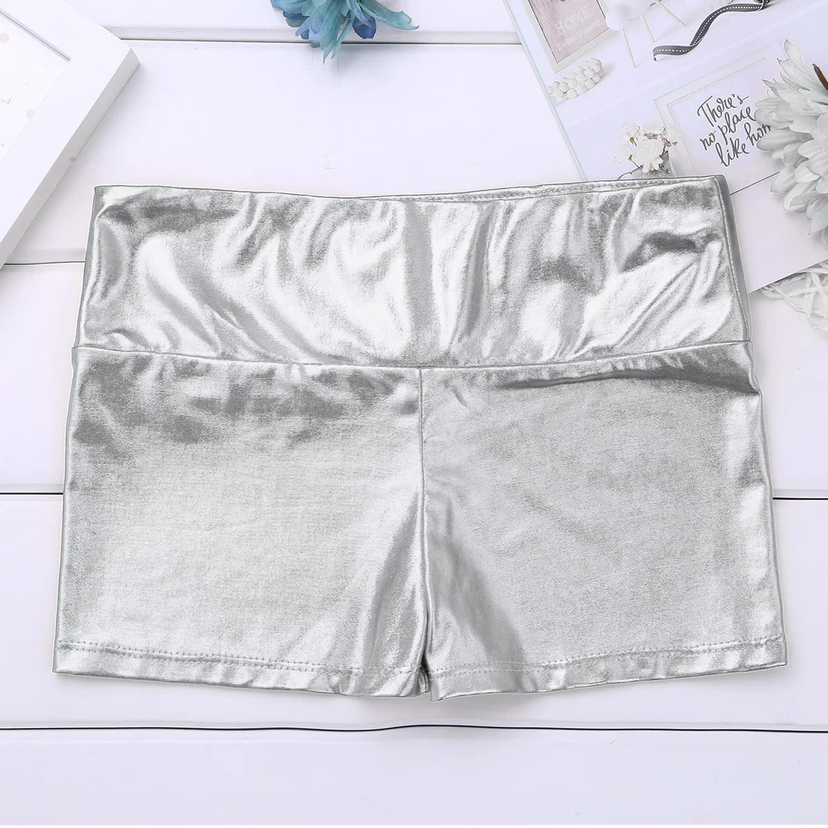 Kids Girls Shiny Metallic Ballet Dance Shorts Children Sports Gymnastics Exercise Fitness Workout Shorts Bottoms Activewear 6-14
