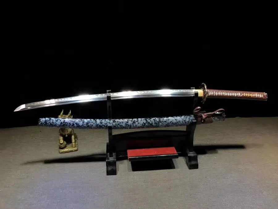 Handmade Japanese Sword Razor Sharp T10 Clay Tempered Steel Blade Samurai Katana Saber Full Tang Can Be Cut Bamboo
