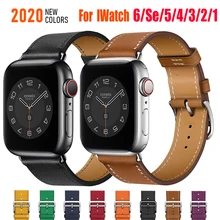 Business Real Leather loop Bracelet Belt Band for Apple Watch band 6 SE 5 4 42MM 38MM 44MM 40MM Strap for iWatch 3 2 1 Watchband
