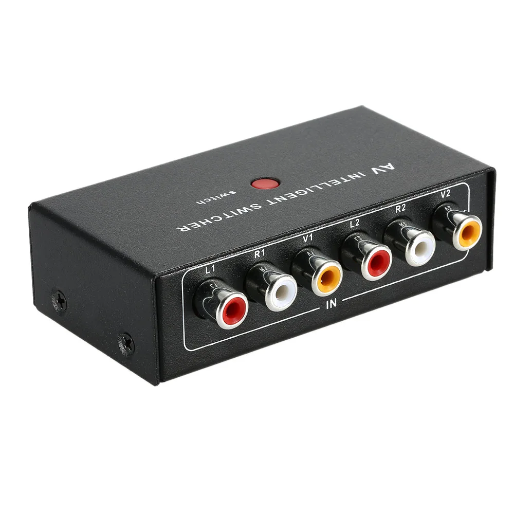

Portable AV Intelligent Switcher 2 to 1 Channel RCA Audio Video Switcher with Button Control Auto Manual Control for DVD Car DVR