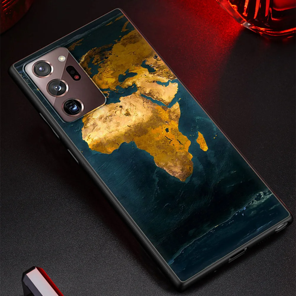 Silicone Black Phone Case with Painted Africa Map Design