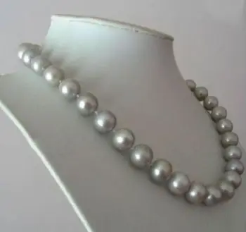 

10-11 MM GENUINE NATURAL AAA SOUTH SEA GRAY PEARL NECKLACE AAAAAAAA Free shipping