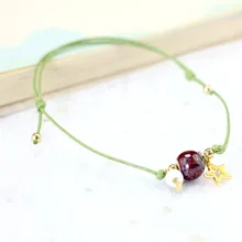 Цзиндэчжэнь Прохладный пятиконечная звезда Плетеный веревочный браслет на ногу плетение женский Универсальный простой керамический ножной браслет лучший друг-Аксессуары