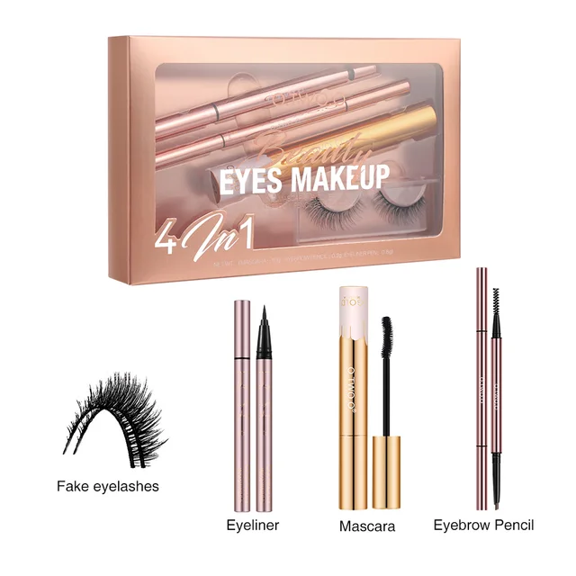 O.TWO.O 4 In 1 Eyes Makeup Set Complete Makeup Kit Waterproof Long-Lasting Eyebrow Pencil Eyeliner Mascara Women's Cosmetics 5