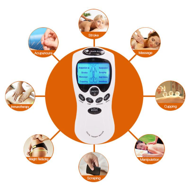 4 pcs pad TENS unit electric massager device EMS  acupuncture magnet therapy machine neck pain relief tool body slimming trainer