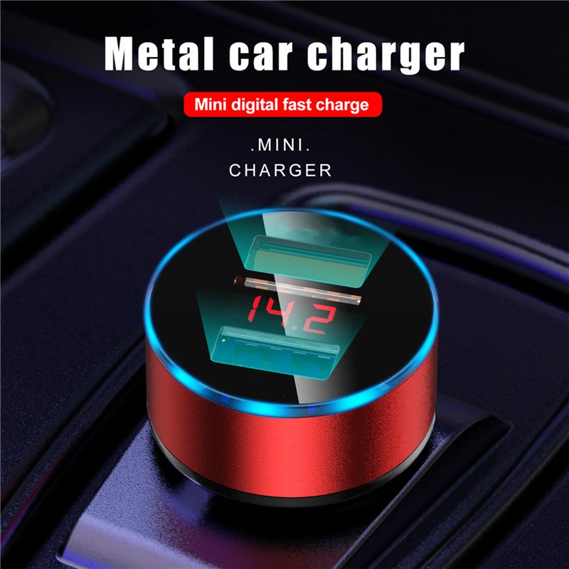 Автомобильное зарядное устройство с светодиодный двойной USB быстрое зарядное устройство для Xiaomi huawei мини мобильный телефон быстрое зарядное устройство адаптер Автомобильное зарядное устройство для мобильного телефона