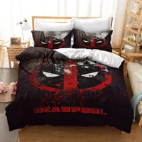 3 Pieces Set disney Deadpool Bedding Set Deadpool Corps Twin Bedroom Comforter Bedding Bed Linen Cotton Duvet Cover Pillowcase 2