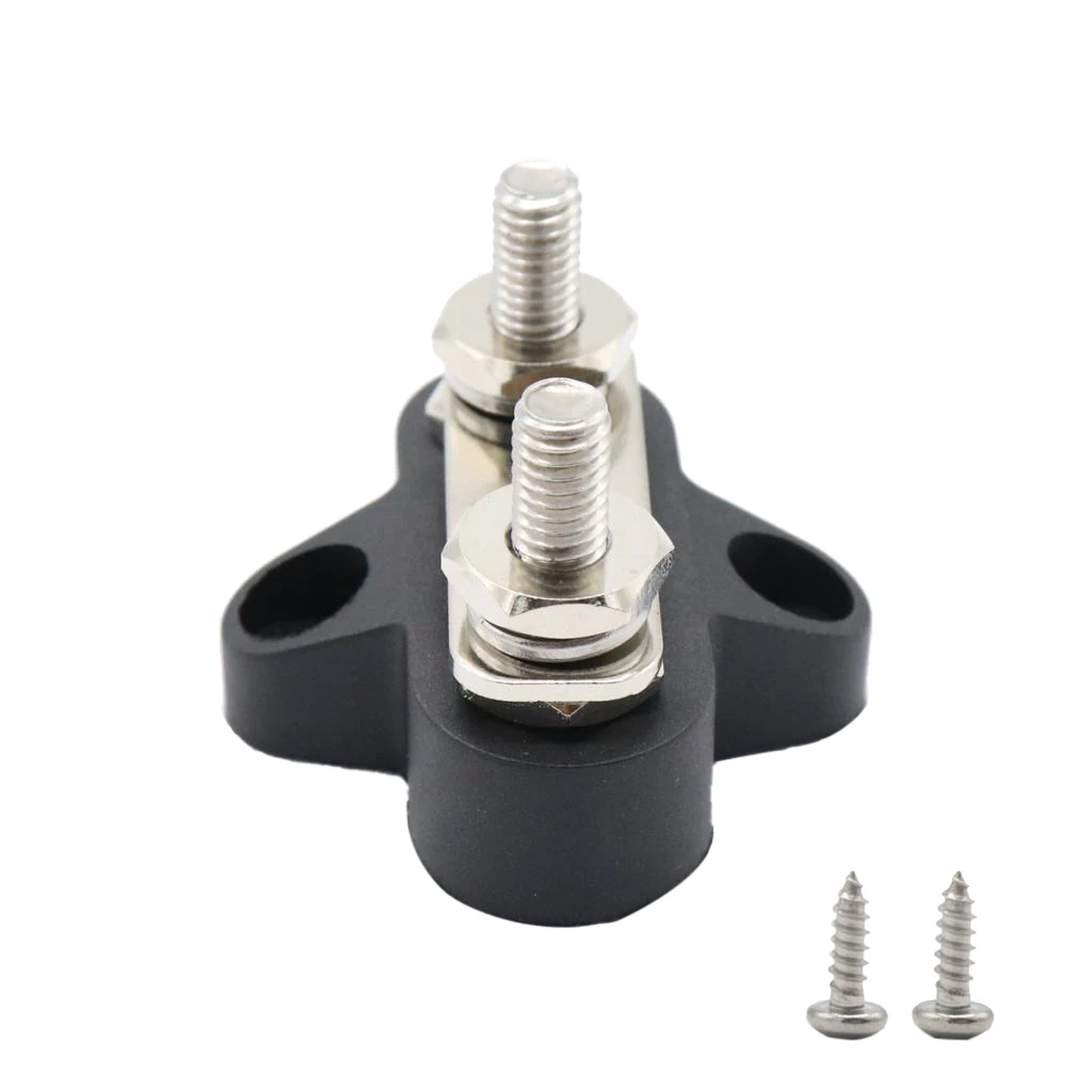 Car Bus Bar Terminal Block - M6 (1/4'') Power Distribution Block for Truck RV Boat, Heavy Duty Stainless Steel - Black