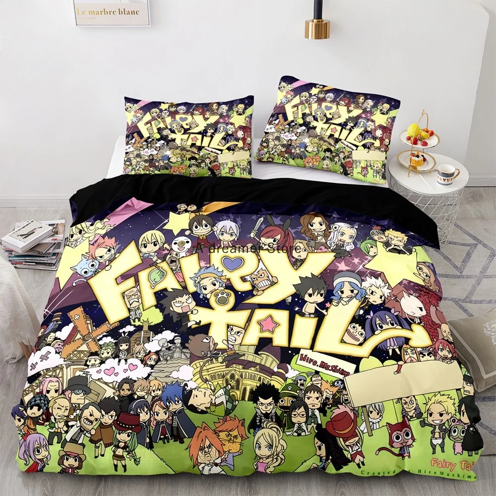 2022 New Style Anime Fairy Tail Duvet Cover Cartoon Kids Bedding Sets With Pillowcases Gift For Friend Decor Home Bedclothes