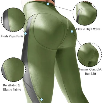 Female Sexy Leggings Yoga Pants Mesh Push Up Workout Leggings High  Gym Running Pants Slim Fitness Athletic Leggins 4