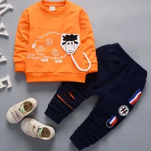 Новинка года, комплект для маленьких мальчиков и девочек весенне-осенние модели, свитер с рисунком для малышей и детей постарше штаны Wei два комплекта