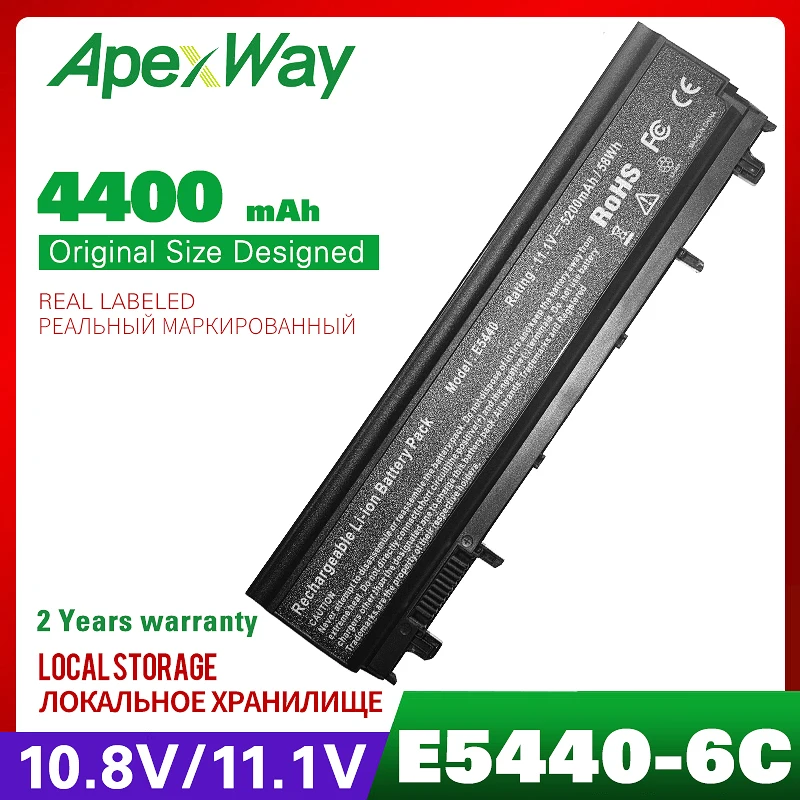 ApexWay 4400mAh лаптоп с Батарея для Dell Latitude E5440 E5540 3K7J7 970V9 9TJ2J N5YH9 TU211 451-BBID 451-BBIE 312-135111 1 в 6Cell