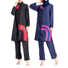 Бикини mujer, Женский мусульманский купальный костюм с шапкой, Одноцветный купальник, женская пляжная одежда, купальник с заниженной талией