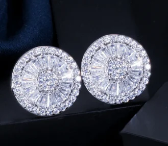 

UXN375 Glitter Earring 925 Sterling Silver Zirconia stone Female Engagement Jewelry