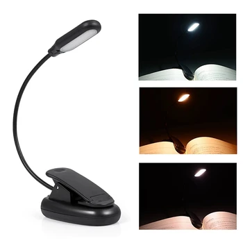 

5 LED Book Light,USB 3 Brightness Levels Clip Reading Light,,Flexible Clip on Book Light for Reading