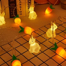 

1.9M 10LED Easter Bunny Carrot Light String Garland Easter Party Decoration Cute Cartoon Fairy Light String Easter LED Light