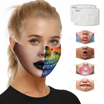 

Respirator Masks Digital Printing Face Mask Mouth Caps Masks Men Women Dust Mask Filter Protection Mask Face Shield Reusable