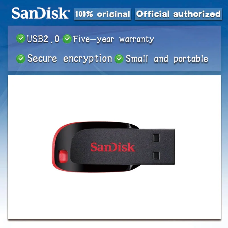 SanDisk USB флеш-накопитель 32 Гб 64 ГБ 8 ГБ 16 ГБ CZ50 USB2.0 карта памяти USB флеш-накопитель 128 Гб Поддержка официальной проверки