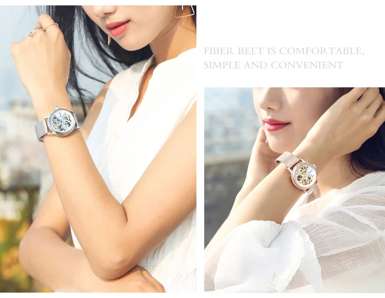 Новые женские механические часы лучший бренд Роскошные модные женские часы водонепроницаемые сапфировые автоматические часы reloj mujer