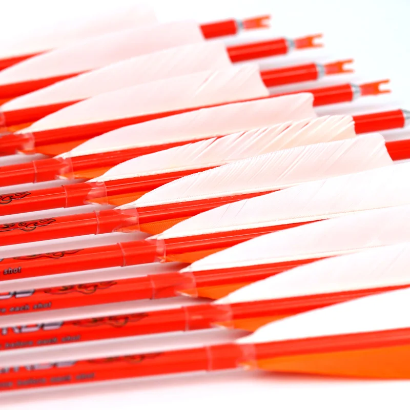 

12pc 32/33 inch Carbon Arrows Spine 300 340 400 500 600 700 800 With 4" Natural Feather for Longbow Recurve Bow Hunting