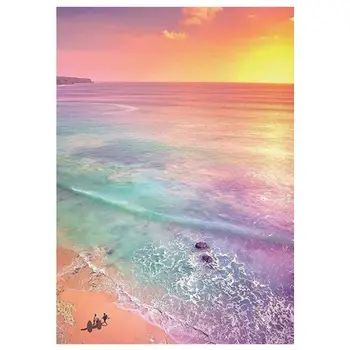 

Beach 5D round Shaped Diamond Painting Needlework Rhinestone Cross Craft Kit