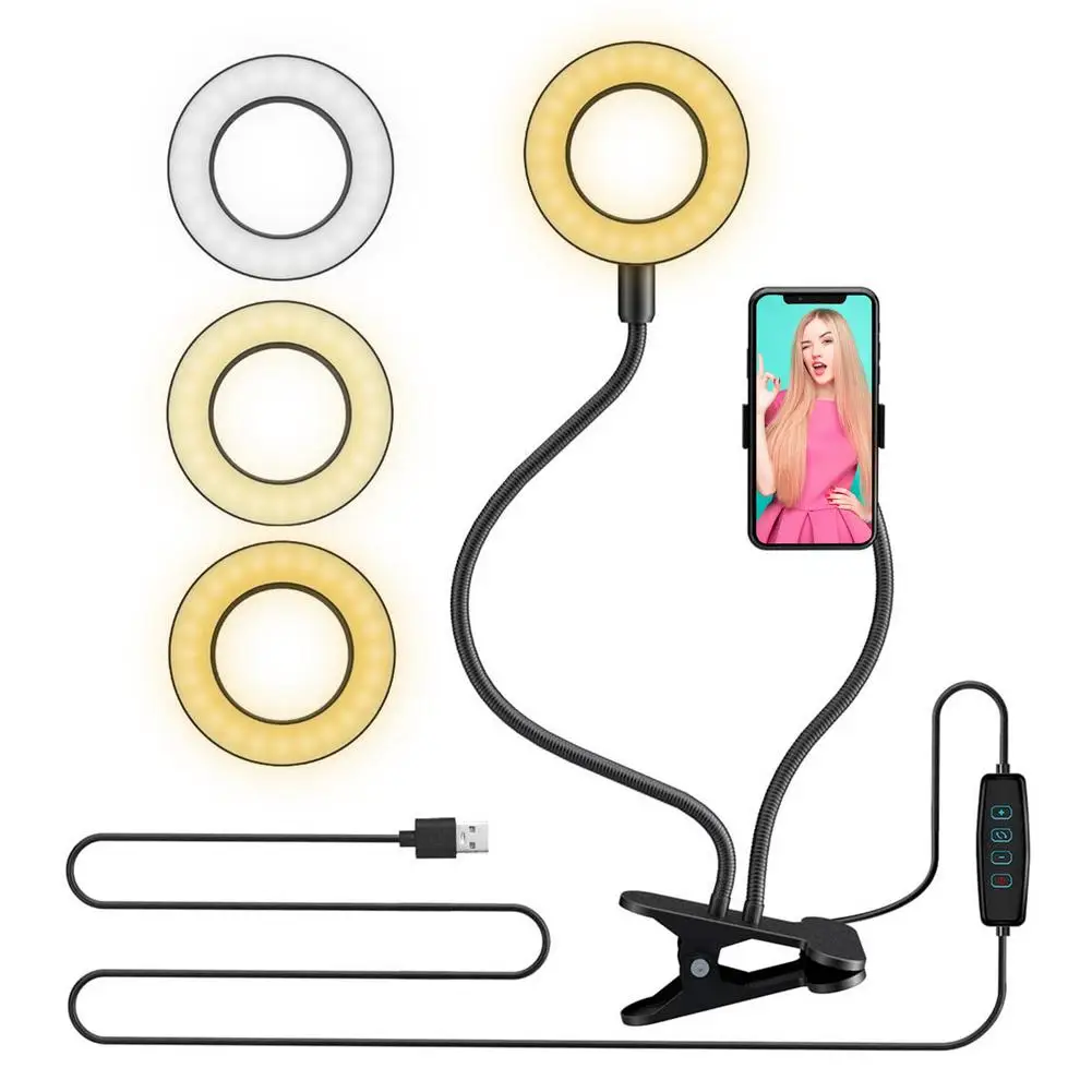 

Mobile Phone Photo Studio Selfie LED Ring Light with Smartphone Holder for Makeup Photo Vedio Live, Ring Lamp for IOS Android