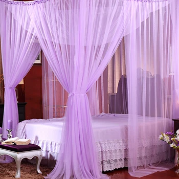 

Canopy White Black Four Corner Post Student Canopy Bed Mosquito Net Netting Queen King Size