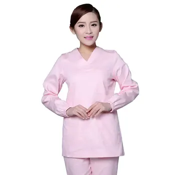 

2Pcs Unisex Adults Medical Doctor Nursing Scrubs Costume Uniform Suits V-neck Short Sleeves Top With Elastic Waisted Long Pants