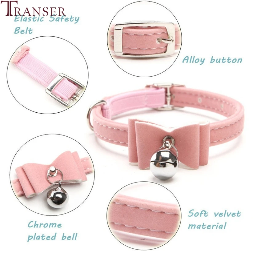 Transer бархатный кожаный ошейник для щенков, кошек, ошейник с бантом и колокольчиком для собак, черный, розовый, красный, синий ошейник для питомцев, для новорожденных собак, 9 ноября
