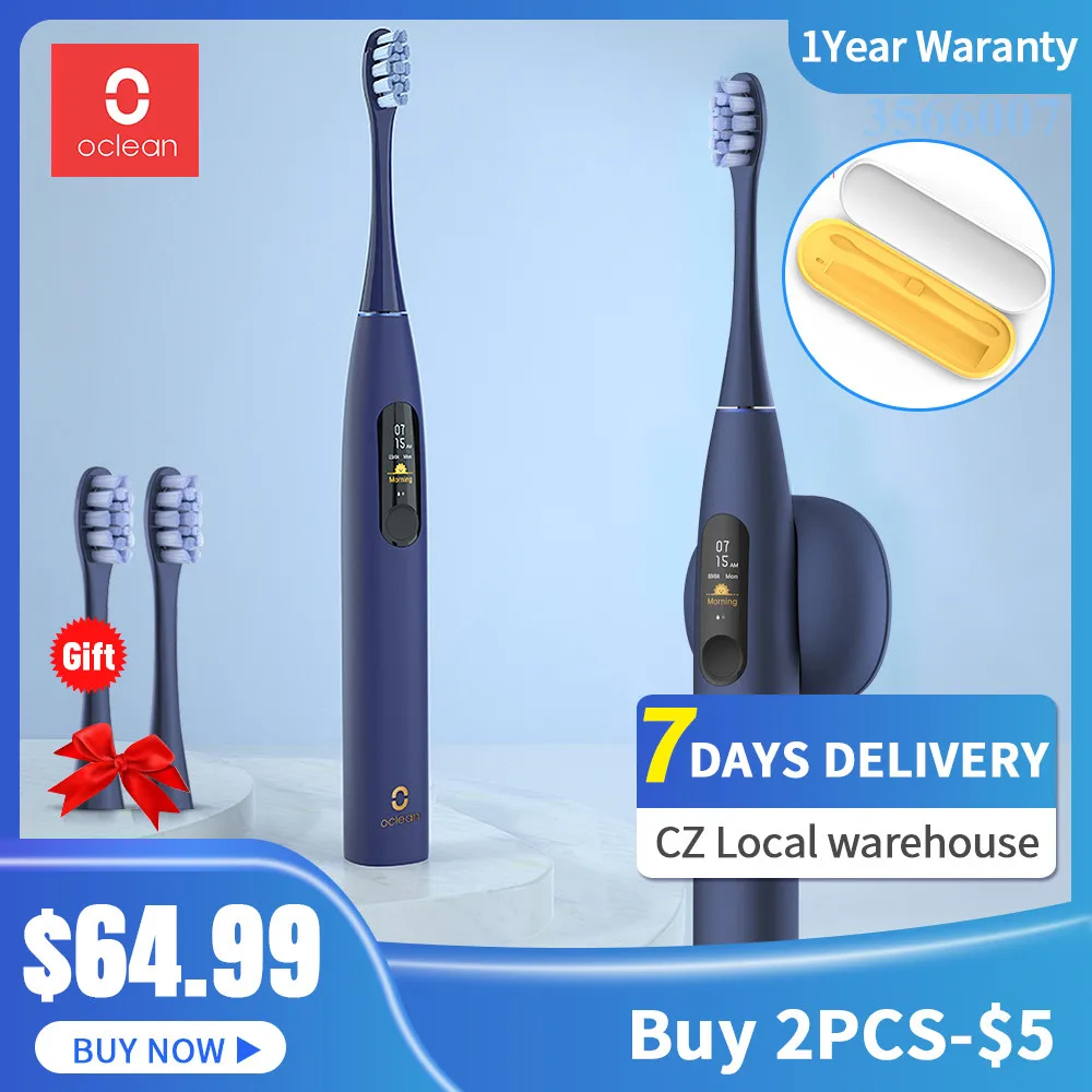 New Oclean X Pro Blue Sonic Electric Toothbrush for Adult IPX7 Ultrasonic Automatic Fast Charging Tooth Brush with Touch Screen New Oclean X Pro Blue Sonic Electric Toothbrush for Adult IPX7 Ultrasonic Automatic Fast Charging Tooth Brush with Touch Screen