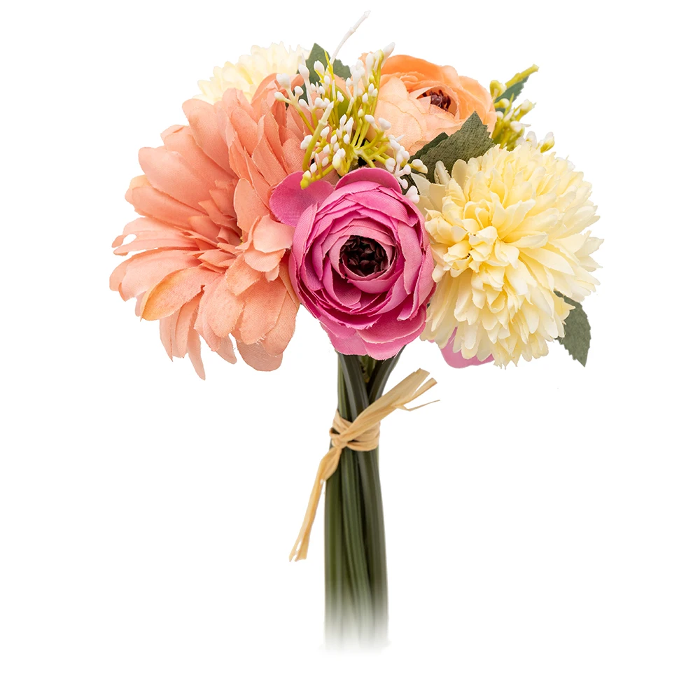 6 шт. шелковые розы, искусственные цветы Букет подсолнухов гортензии невесты для свадьбы украшения дома гортензии ромашки поддельные цветы - Цвет: pink