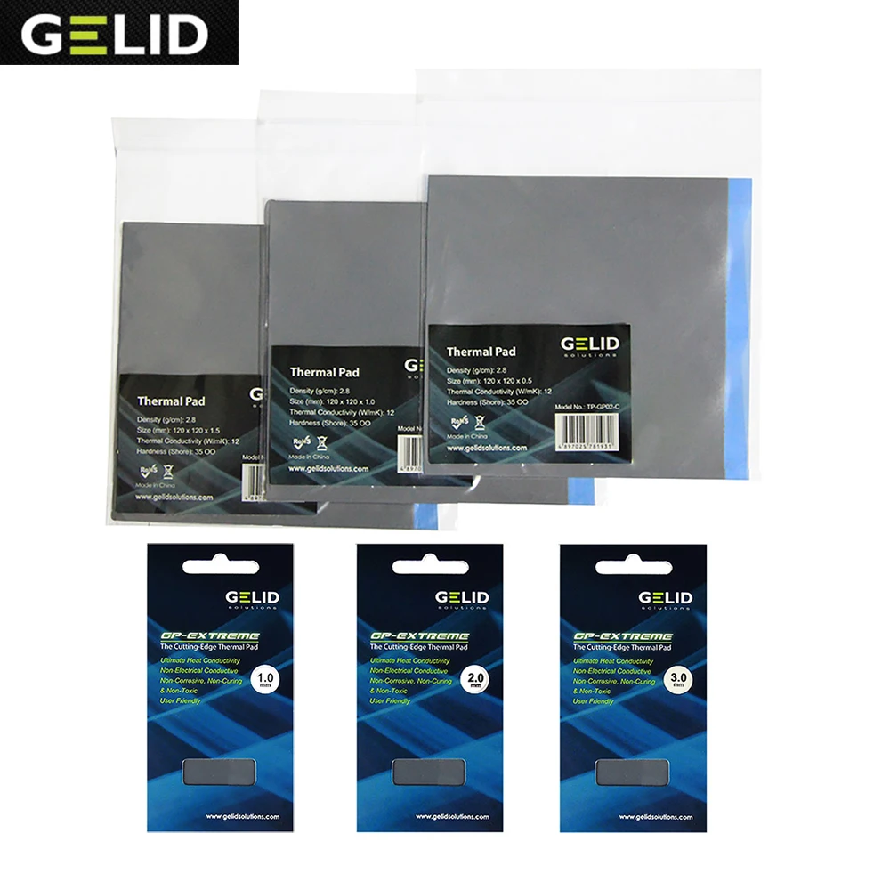 GELID 80X40 120X120 0,5, 1,0, 1,5, 2,0 PC 3,0mm disipador para CPU y GPU de puente norte y sur de la tarjeta de vídeo Pad térmico 12W/mk
