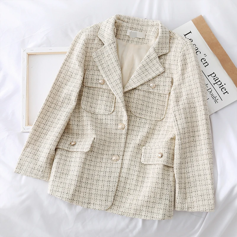 

French Retro Two-button Multi-pocket Loose Suit for Women Coats and Jackets