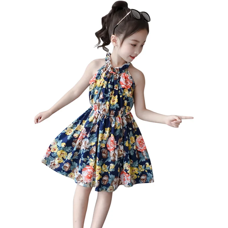 От 3 до 15 лет платье принцессы для девочек и подвеска для девочек, новое платье с цветочным рисунком для девочек