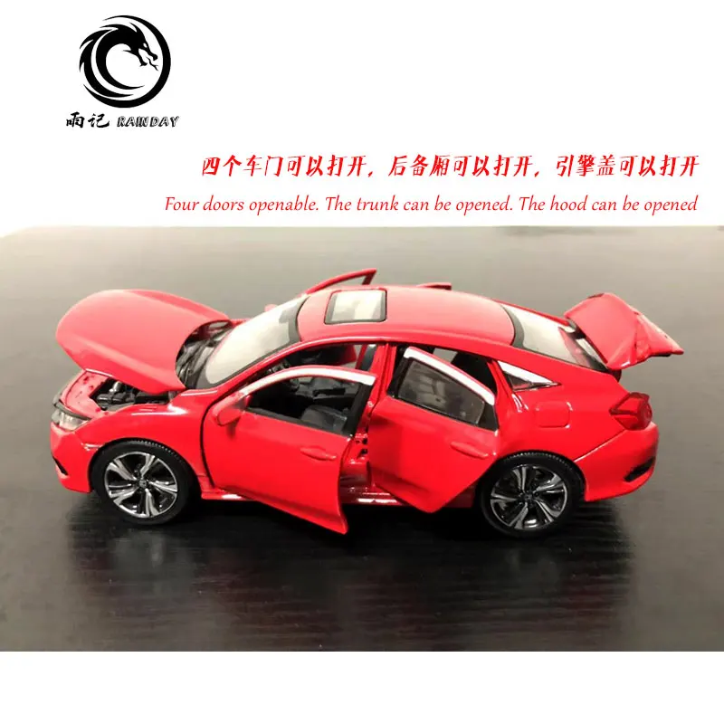 

JK 1/32 Scale JAPAN Honda Civic Sound&Light Diecast Metal Pull Back Car Model Toy For Gift,Kids,Collection