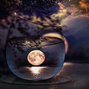 

5D DIY Full Drill Diamond Painting Cup Moon Cross Stitch Embroidery Craft