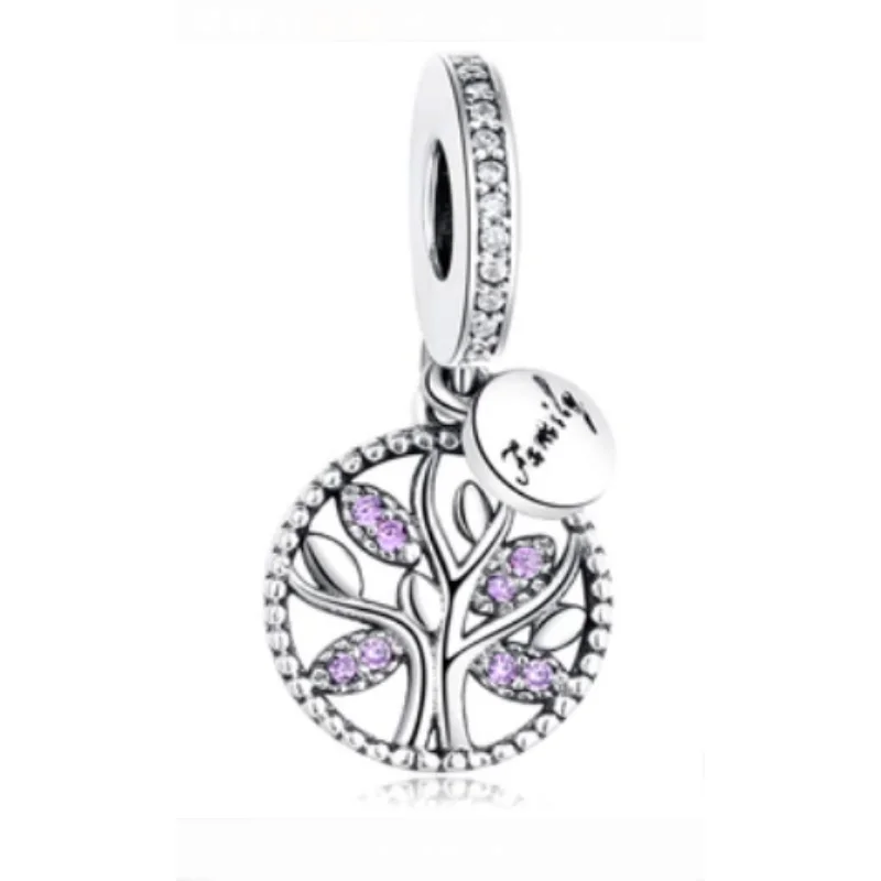 

925 Sterling Silver Bead Charm Family Heritage Tree Of Life With Crystal Pendant Beads Fit Pandora Bracelet Diy Jewelry