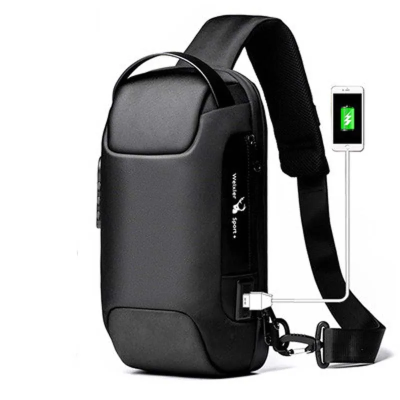 Waterproof USB Oxford Crossbody Bag 