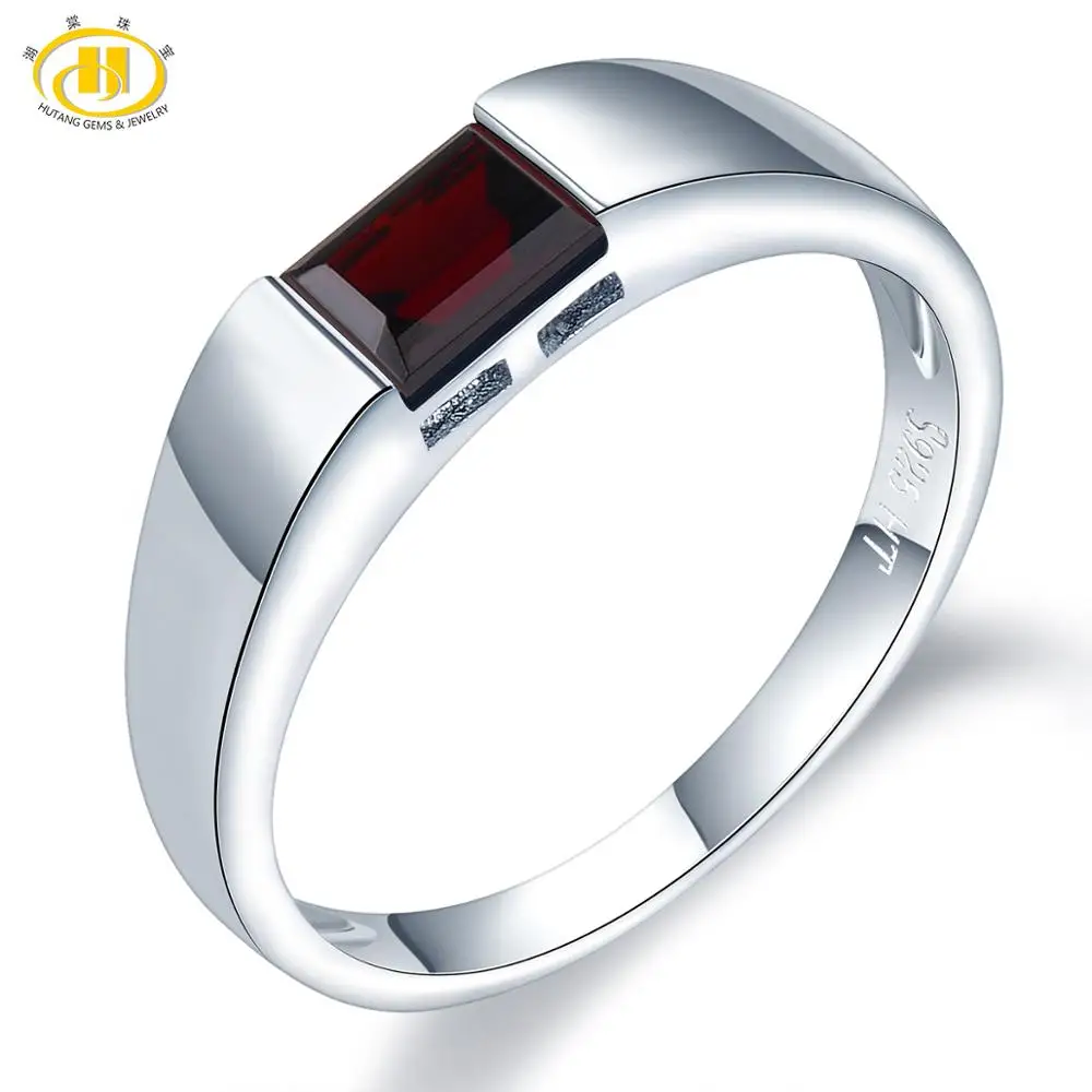 Natural Garnet Gemstone Silver Ring 0.68ct Emerald Cut Natural Garnet Unisex Design Fine Jewelry for Birthday Gifts Natural Garnet Gemstone Silver Ring 0.68ct Emerald Cut Natural Garnet Unisex Design Fine Jewelry for Birthday Gifts