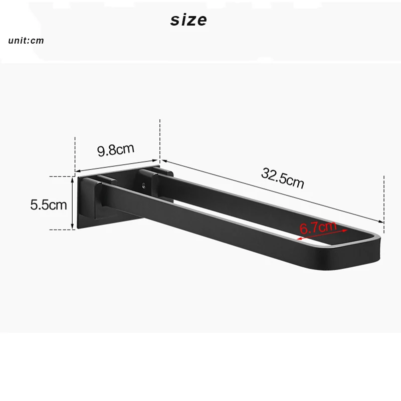 Новая космическая алюминиевая складная матовая черная настенная вешалка для полотенец для ванной Складная Полка для полотенец