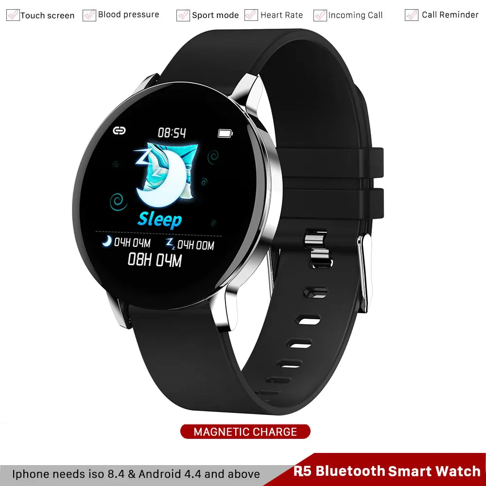 Умные часы R5 Android Bluetooth Смарт для мужчин и женщин пульсометр кровяное давление