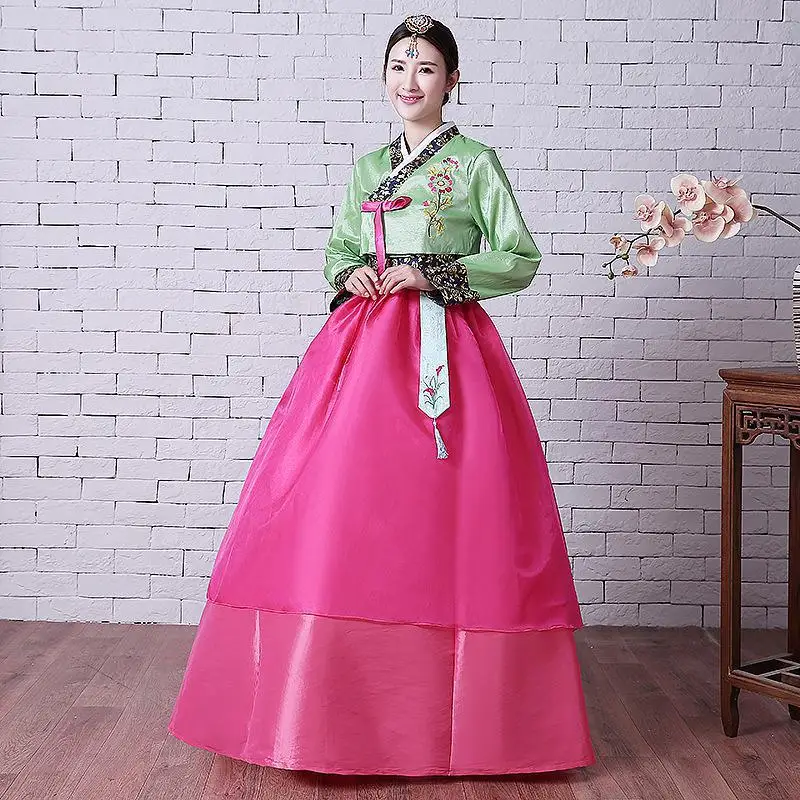 

New Women Korean Traditional Clothing Dress Palace Stage Performance Costume Female Multicolor Elegant Hanbok Top Skirt Sets