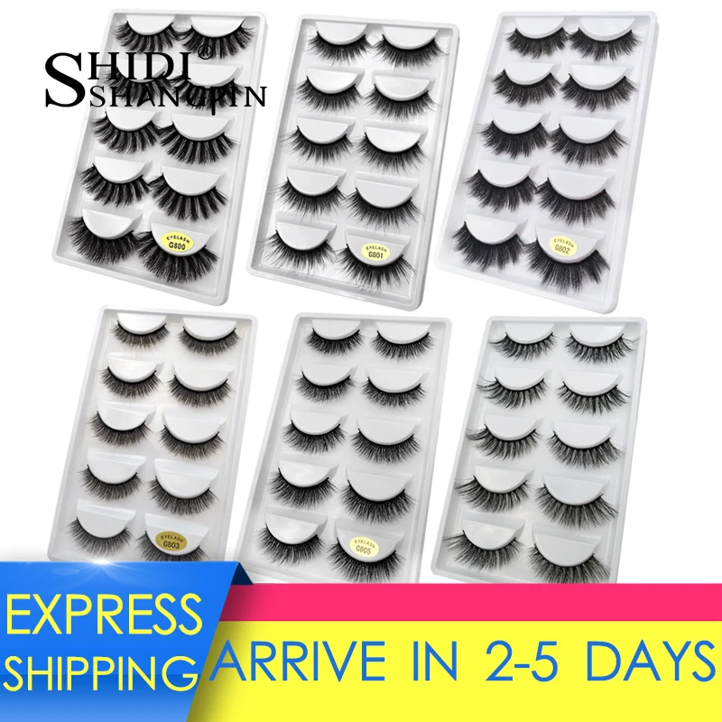 

SHIDISHANGPIN 5 pairs sexy mink eyelashes 100% cruelty free false eyelash extension handmade makeup 3d mink lashes faux cils