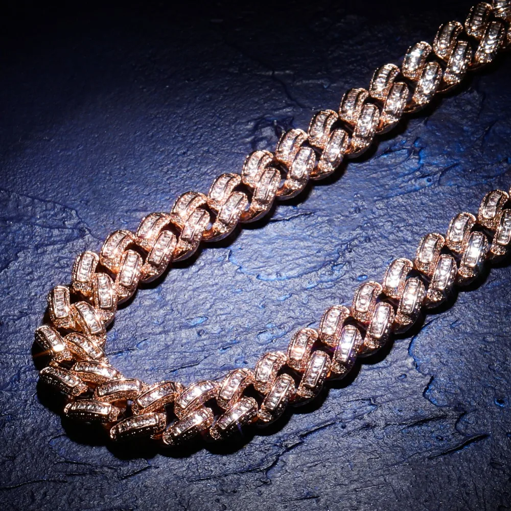 16-30 дюймовое ожерелье с замками в стиле «Майями» и «Куба», 14 мм, белое золото и серебро, 3 А кубический циркон, сверкающие мужские ювелирные изделия в стиле «хип-хоп»