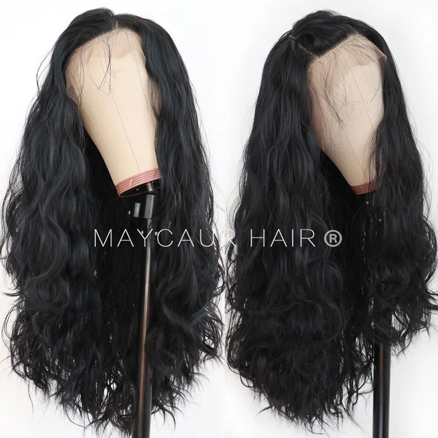 Maycaur Hair Long Black Hair Lace Wigs Loose Wavy Hair Glueless Heat Resistant Synthetic Lace Front Wigs for Black Women (1)