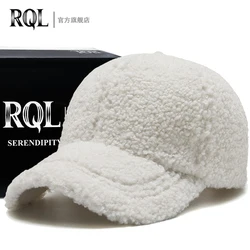 Winter Hat for Girls Wool Plain Fitted Baseball Cap White for Women 2021 Ladies Keep Warm Teddy Color Thickened Fashion Brand