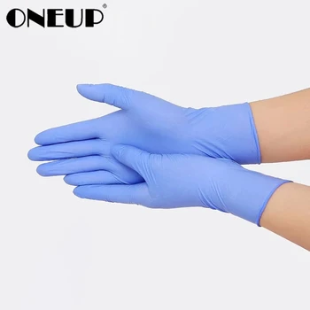

100 PCS Disposable Nitrile Gloves 2020 Universal for Left and Right Hand Garden Gloves Household Dishwashing Kitchen Work Rubber