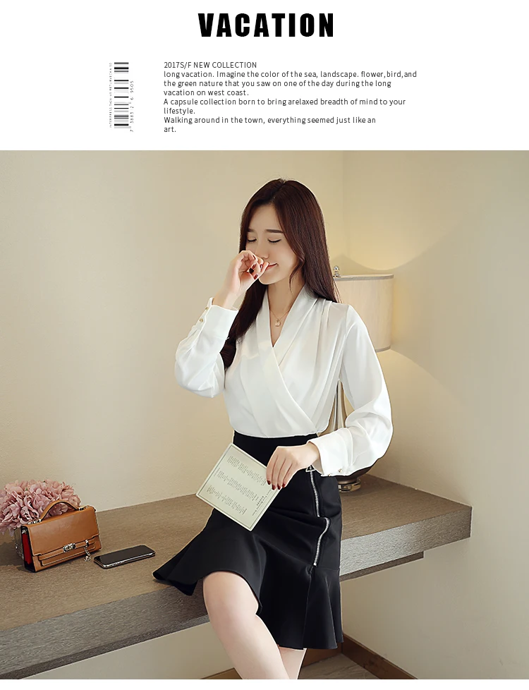 9 colors v-neck slim satin blouse shirt autumn new korean long sleeve wrap blouses OL office ladies white shirt tops